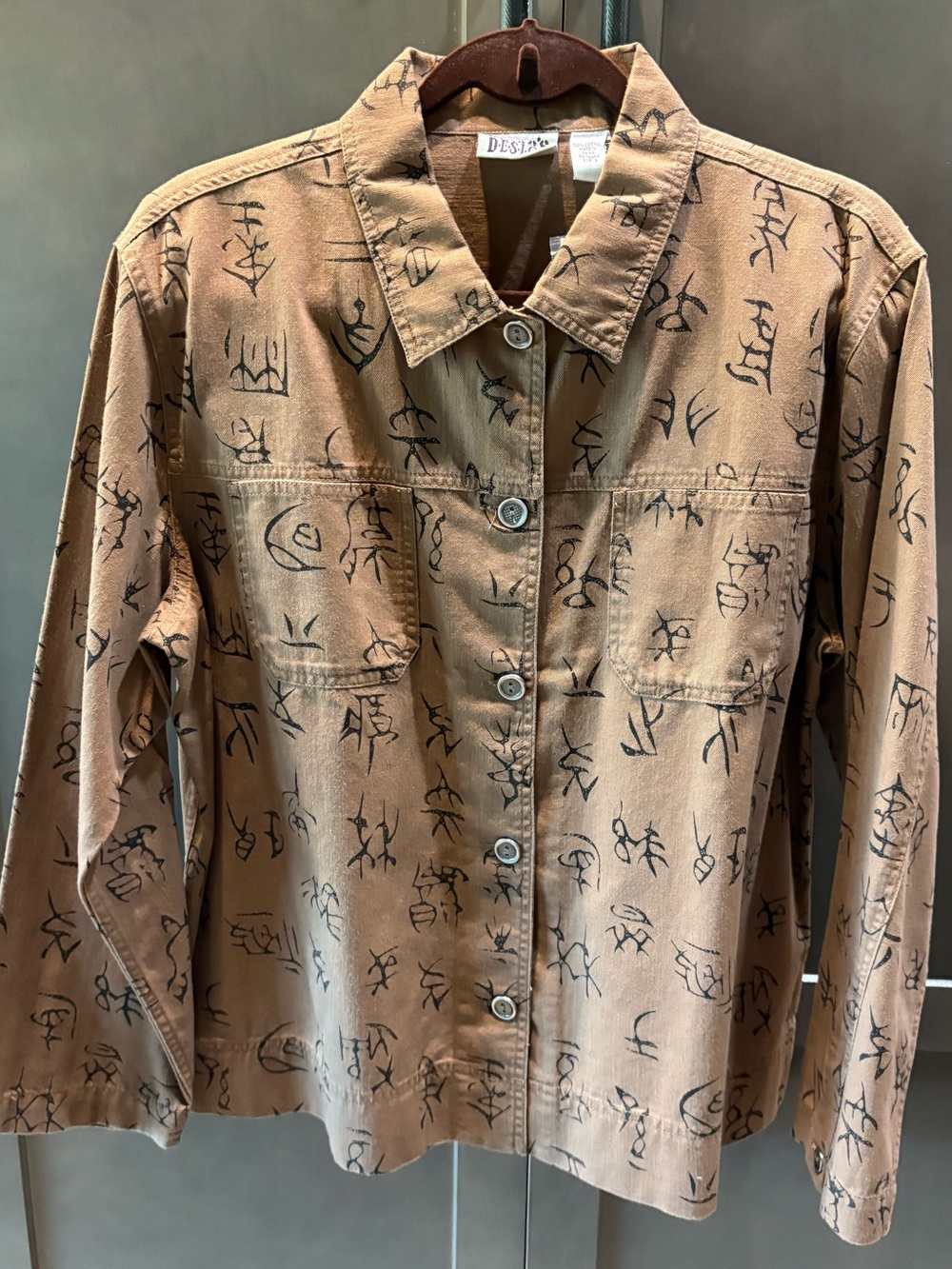 NWT Chico’s Design Cotton Tan & Black Shacket, 3/16/XL